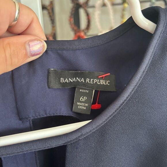 BANANA REPUBLIC size 6 Elegant Navy Sleeveless shift Dress small - Picture 2 of 6